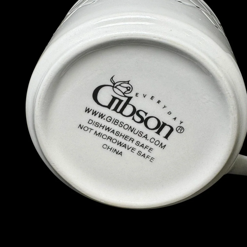 Gibson Golden Basket Flat Coffee Cup White and Gold Set of 4